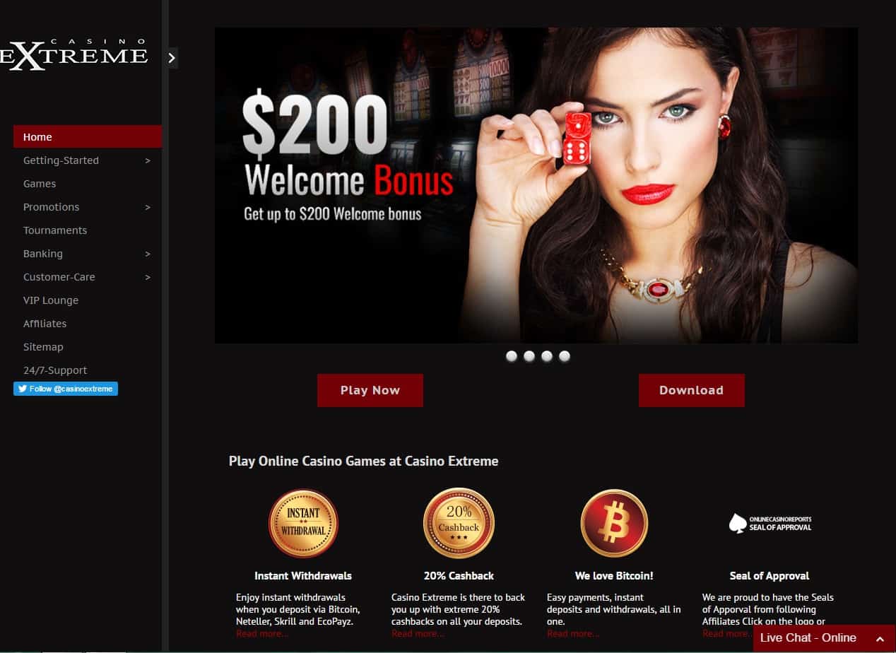 casino extreme login page