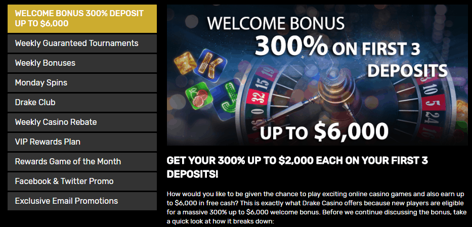 Drake Casino Welcome Bonus
