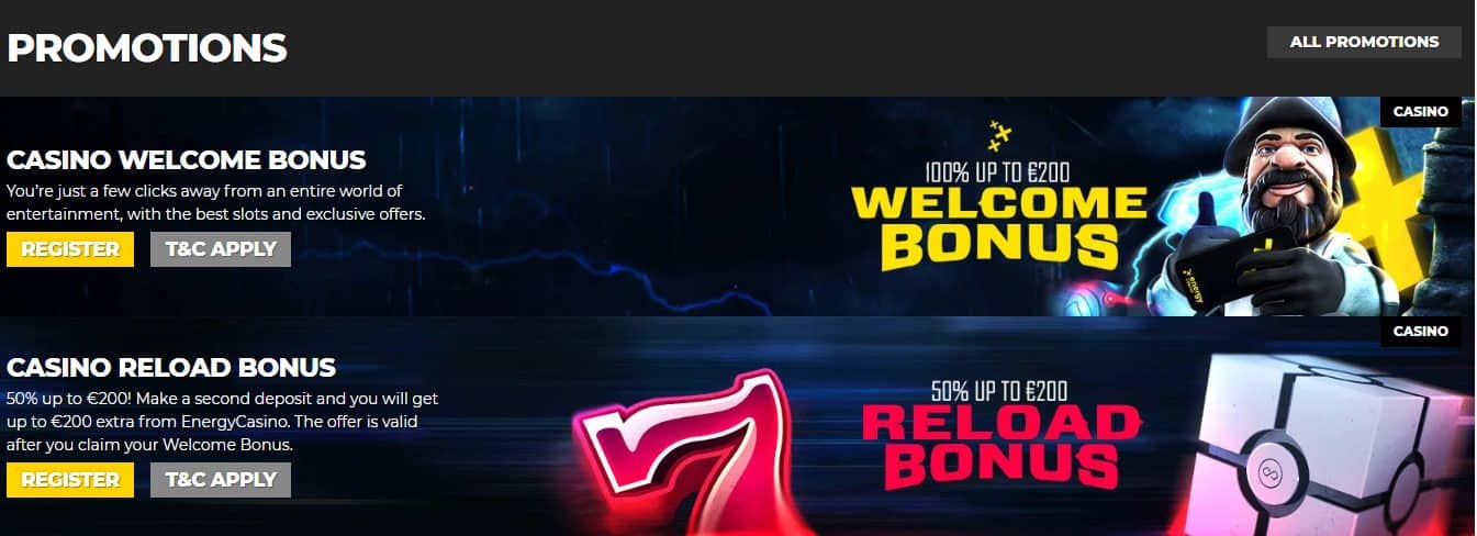 Energy Casino Welcome Bonus