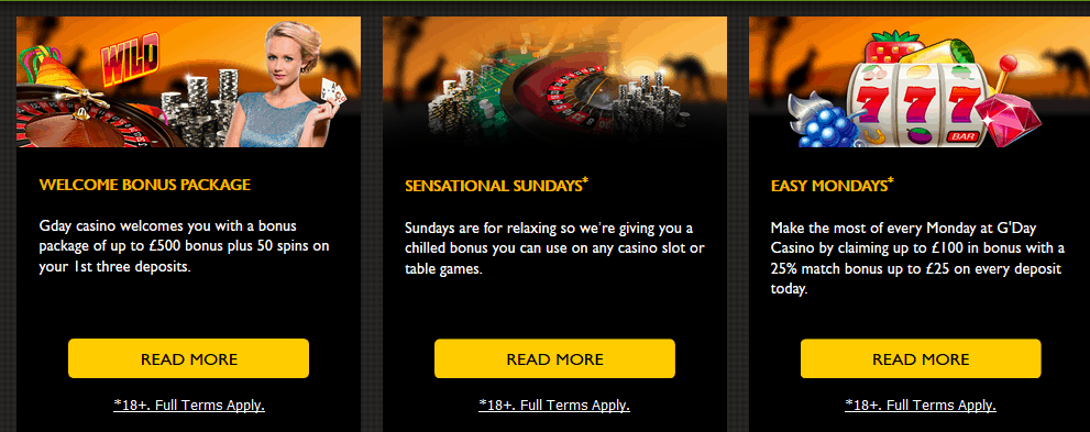 G’Day Casino Welcome Bonus