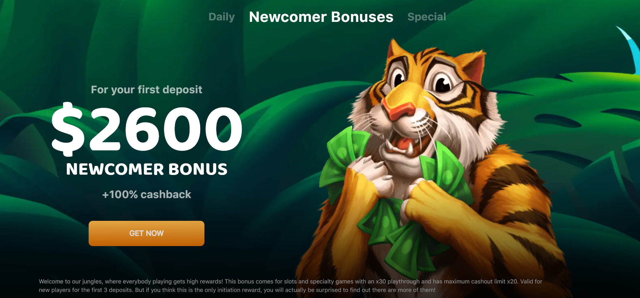Lucky Tiger Casino Welcome Bonus