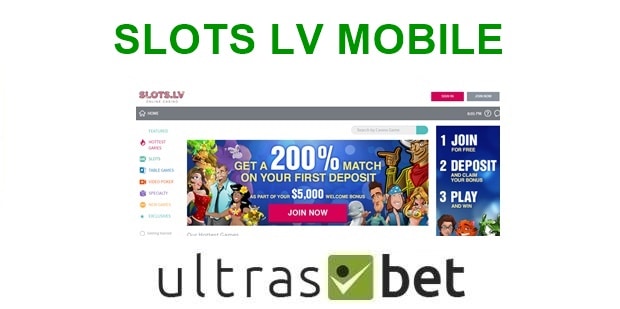 Slots LV Mobile Welcome page