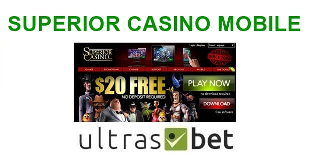 Superior Casino Mobile Welcome page